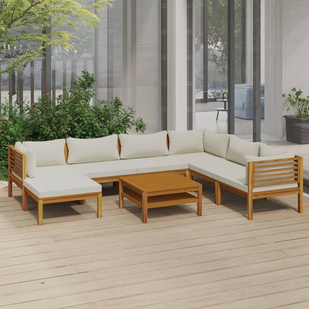 Garden lounge set cream, natural wood
