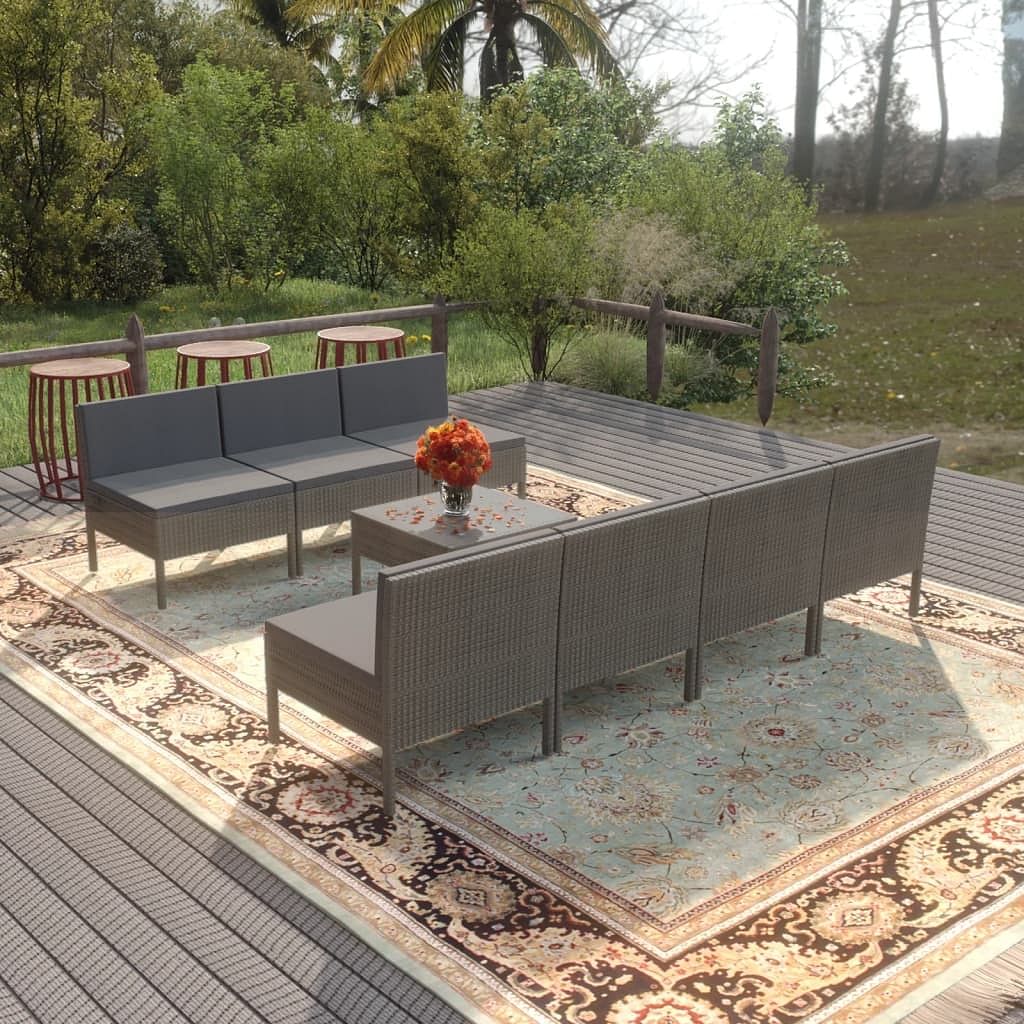 Garden lounge set grey pe rattan modular garden lounge set