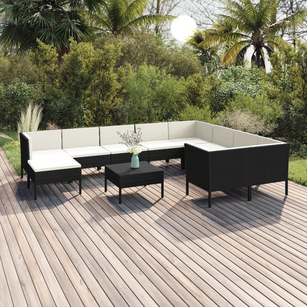Garden lounge set black and cream white
