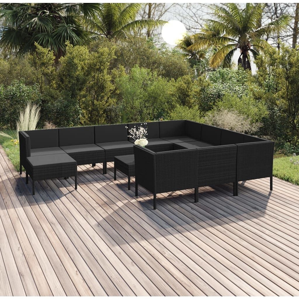 Garden lounge set black