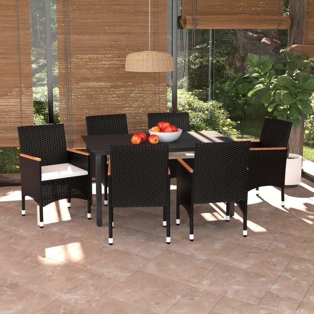 Dining set black pe rattan medium durable dining set