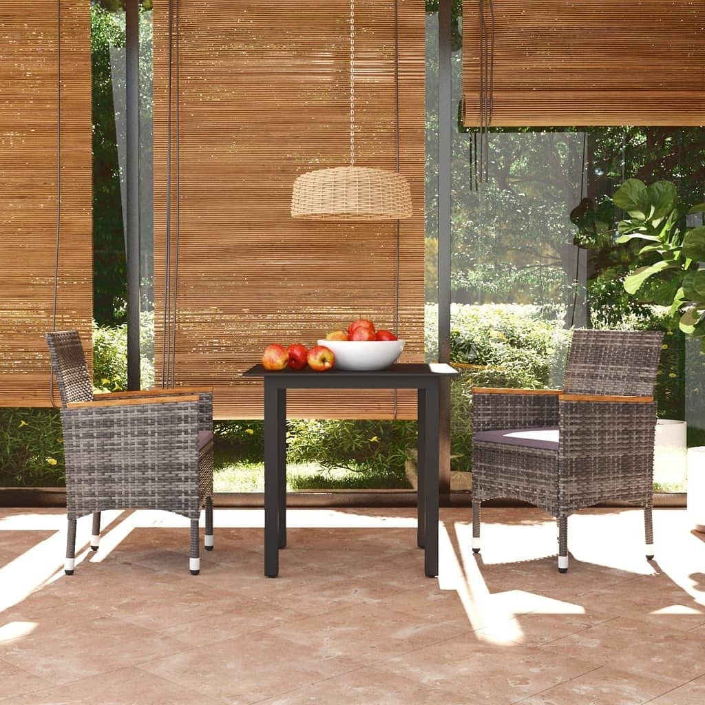 Dining set grey pe rattan medium durable dining set square