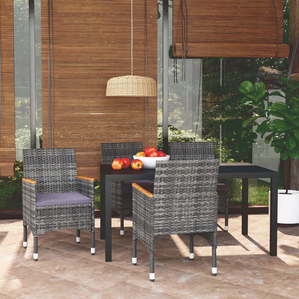 Dining set grey pe rattan medium durable 5 piece dining set