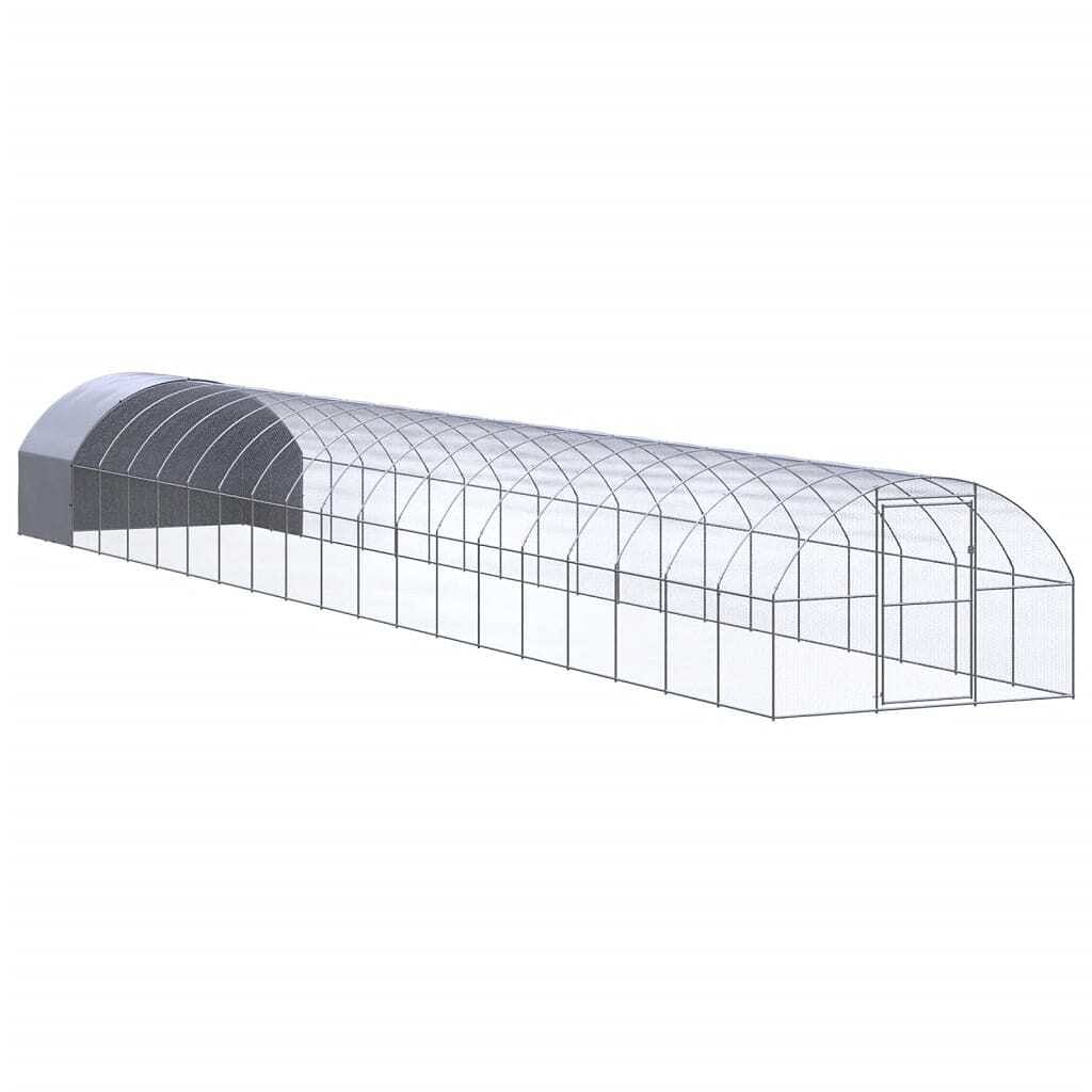 Chicken coop silver, silver grey galvanized steel, polyethylene