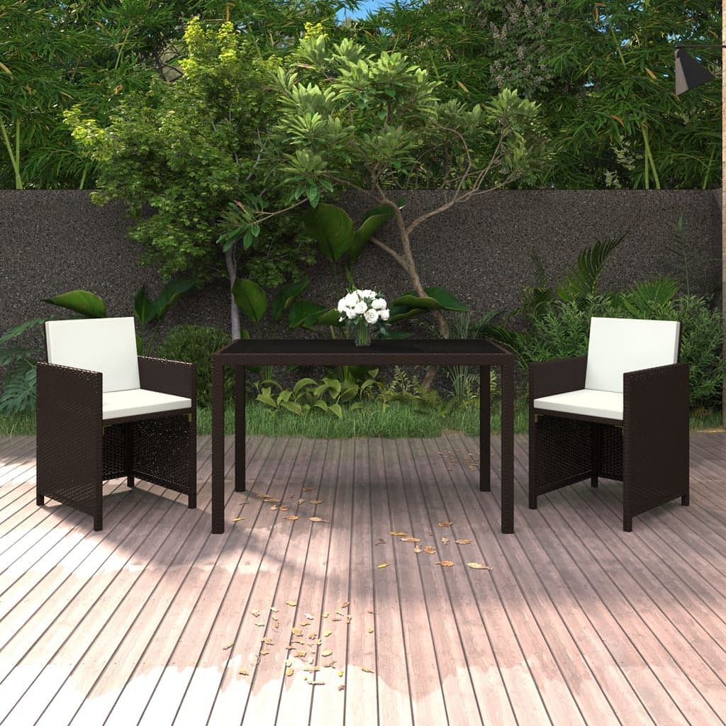 Garden dining set brown and cream white