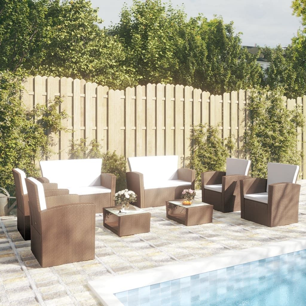 Garden lounge set brown powder-coated steel large lightweight
