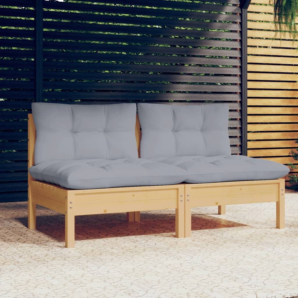 2-seater garden sofa gray, natural wood