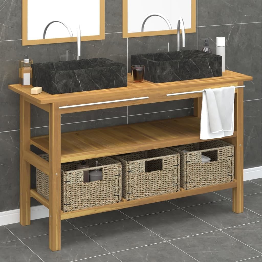 Vanity cabinet with sink black, brown, seagrass