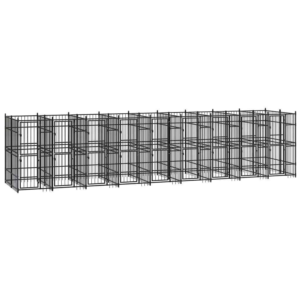 Dog kennel black powder-coated steel extra large durable