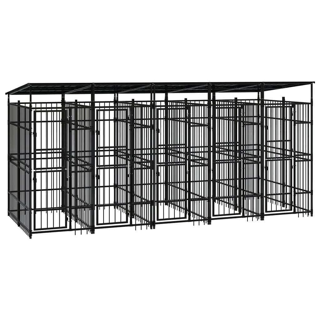 Dog kennel black powder-coated steel large dog kennel
