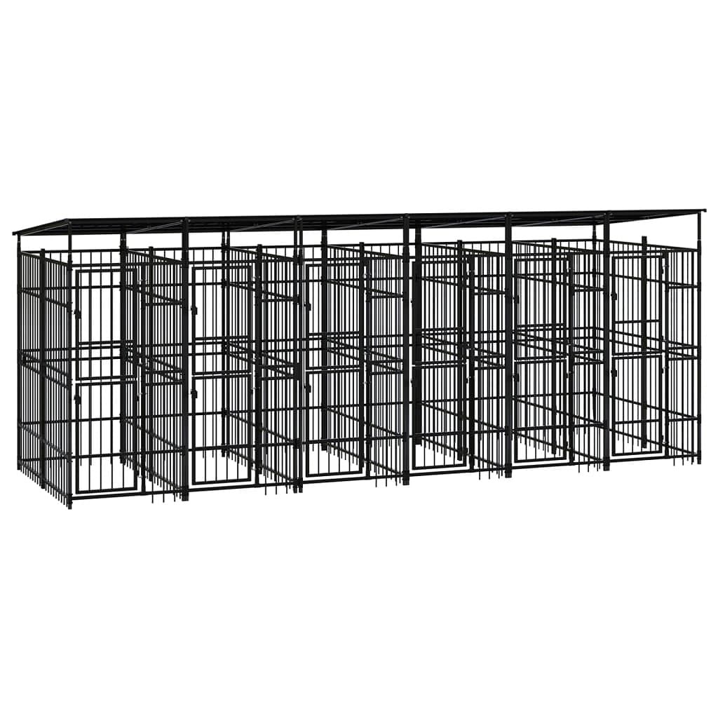 Dog kennel black powder-coated steel large durable dog kennel
