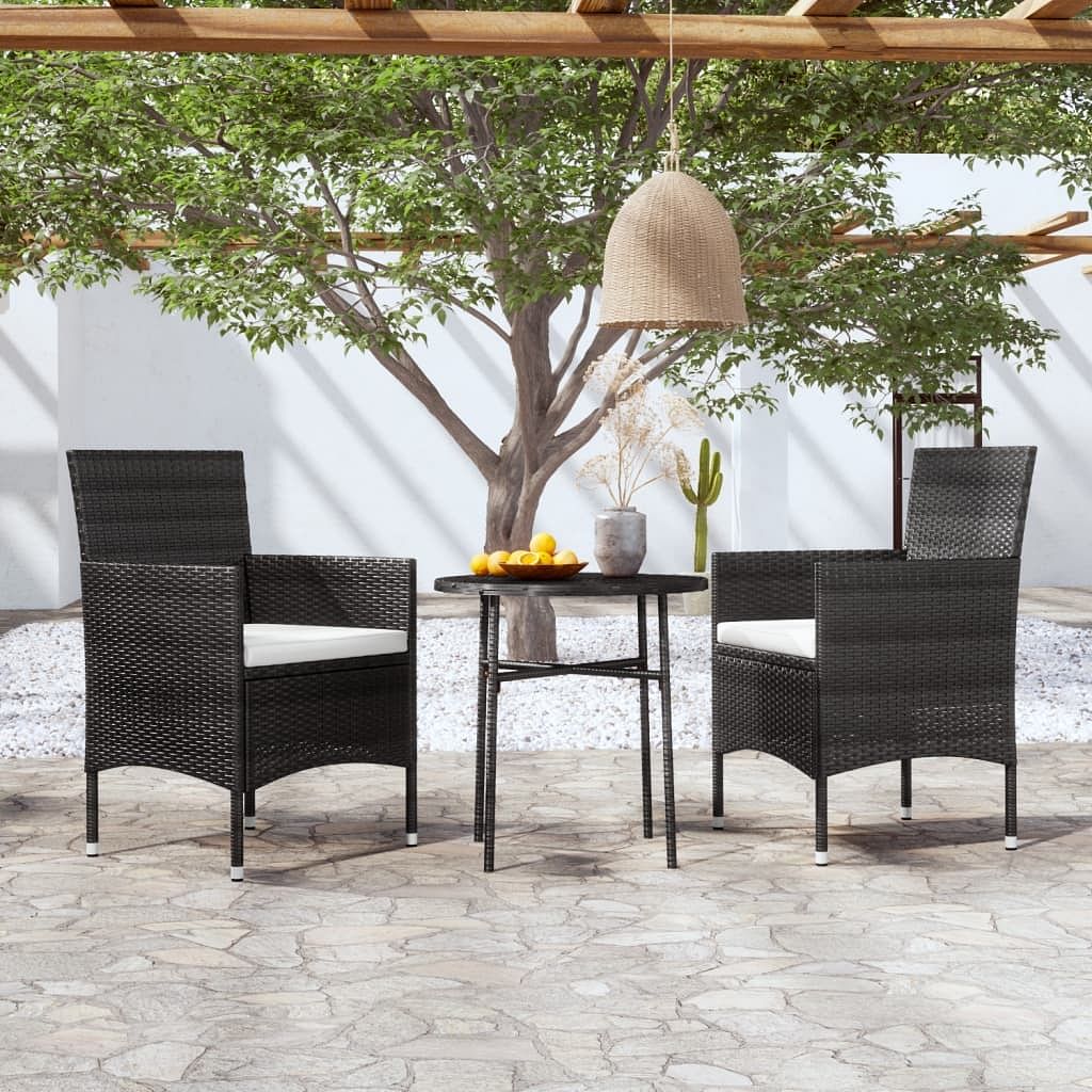 Garden dining set black pe rattan compact removable covers