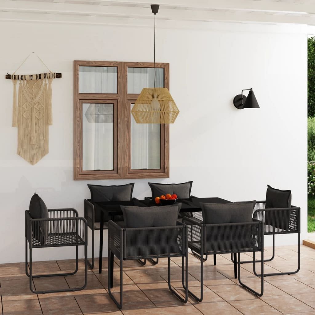 7 piece patio dining set black