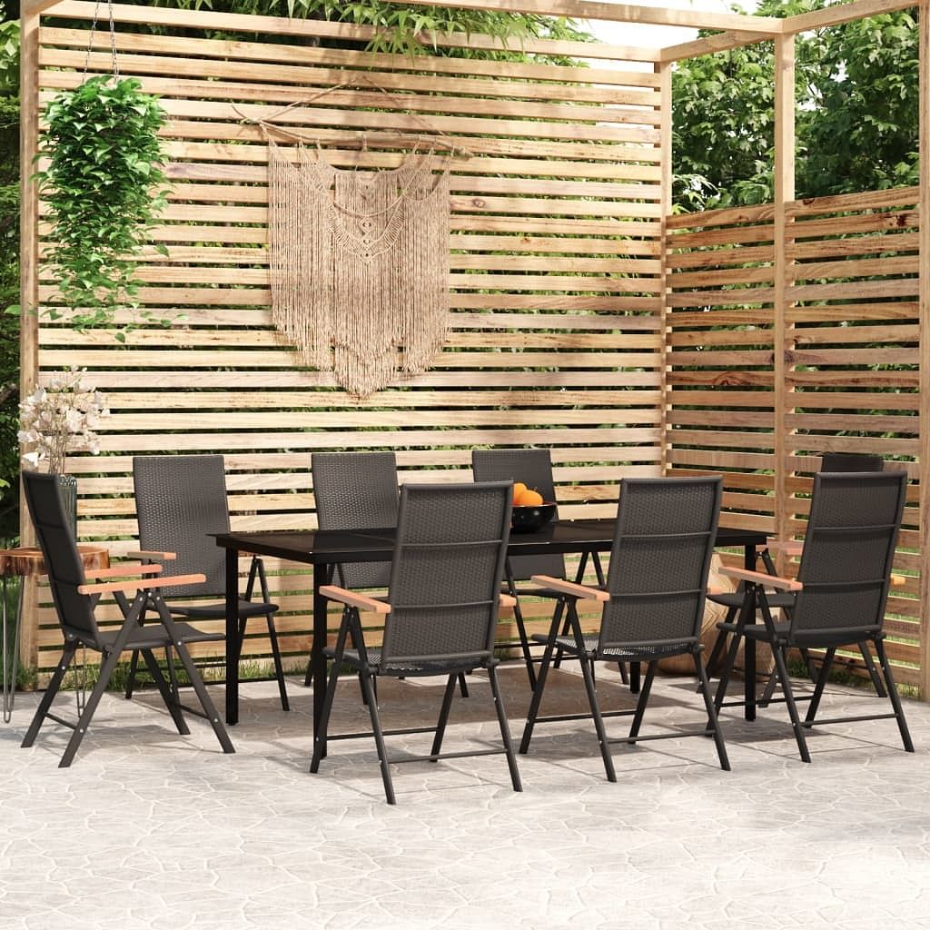 Garden dining set black