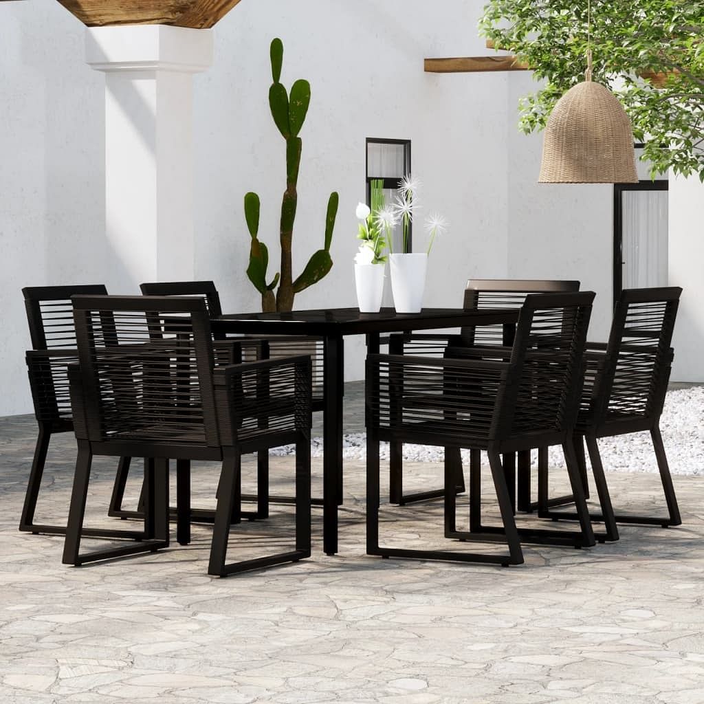 7 piece patio dining set black