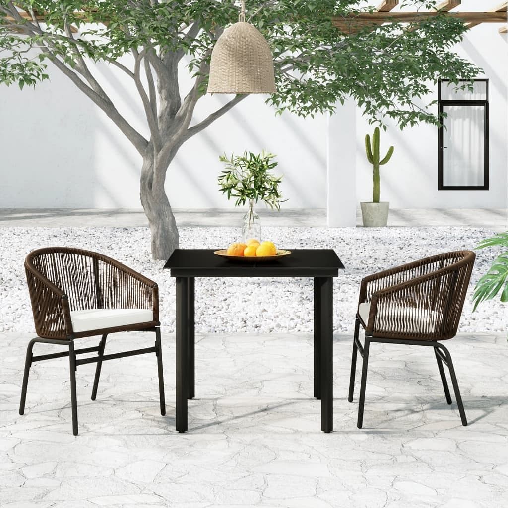 3 piece patio dining set brown