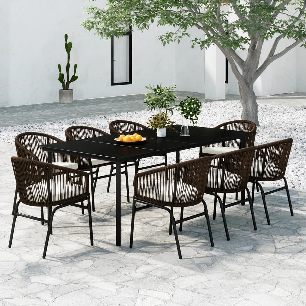 9 piece patio dining set brown