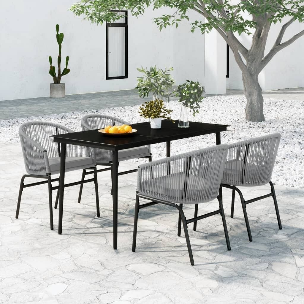 Garden dining set table: black, chairs: grey