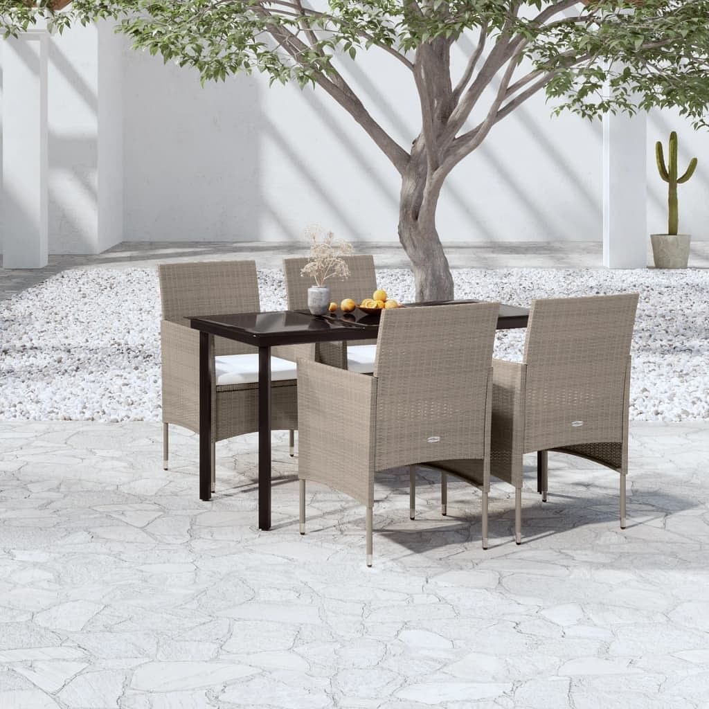 Patio dining set beige and black