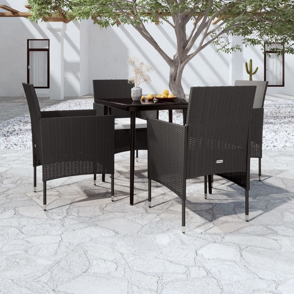 Garden dining set black pe rattan 5 piece set garden dining set