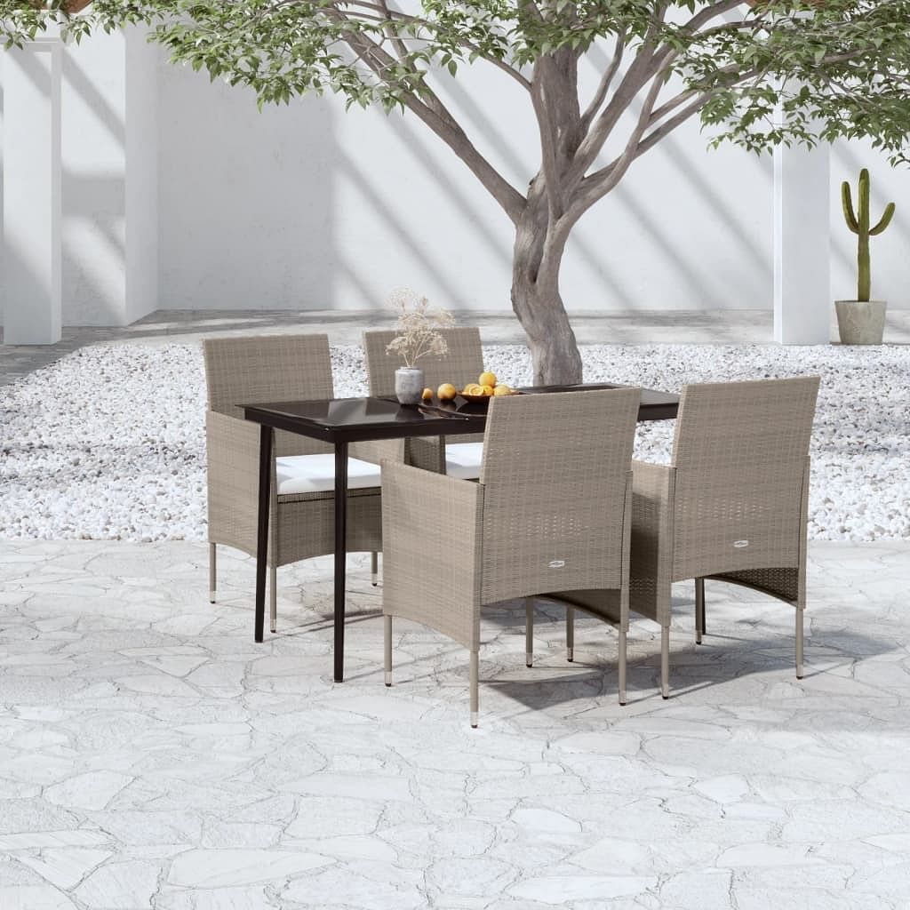 Garden dining set beige pe rattan 5 piece