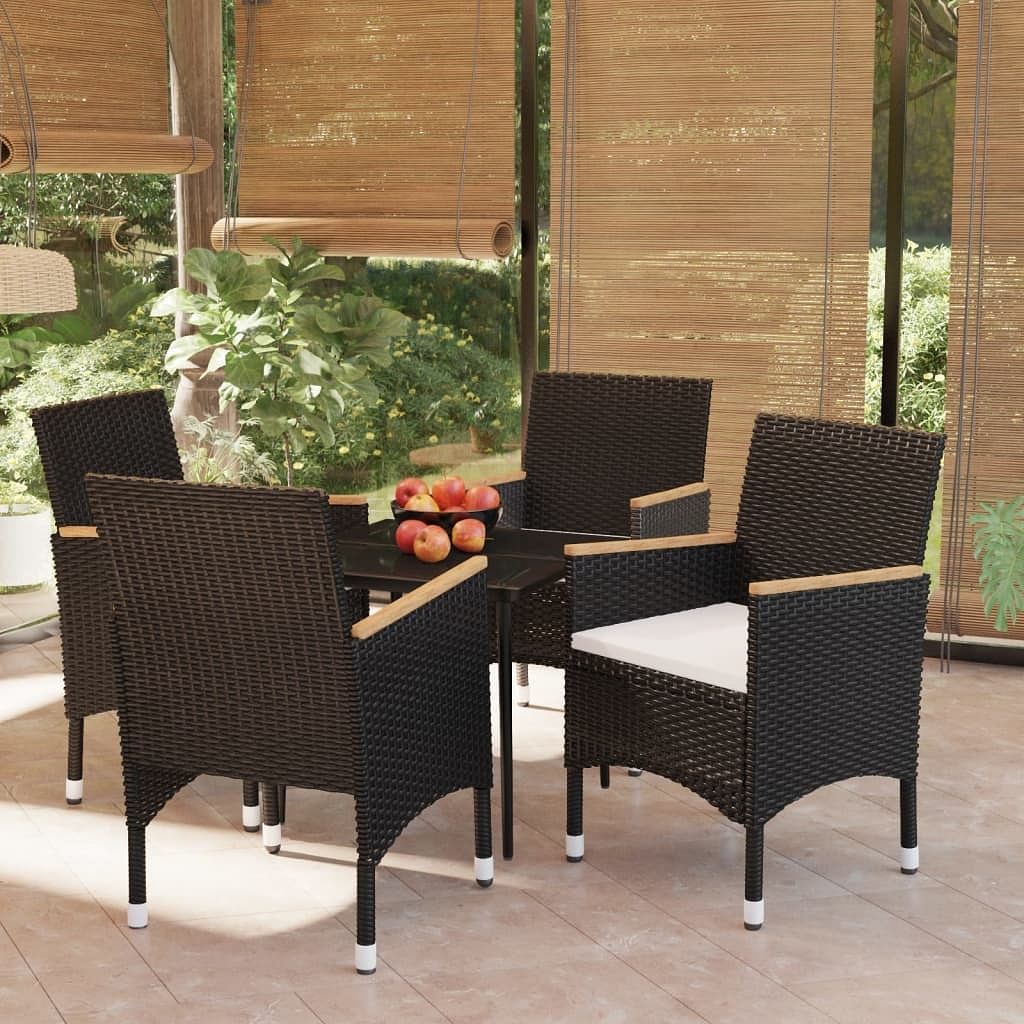 Garden dining set black pe rattan medium garden dining set