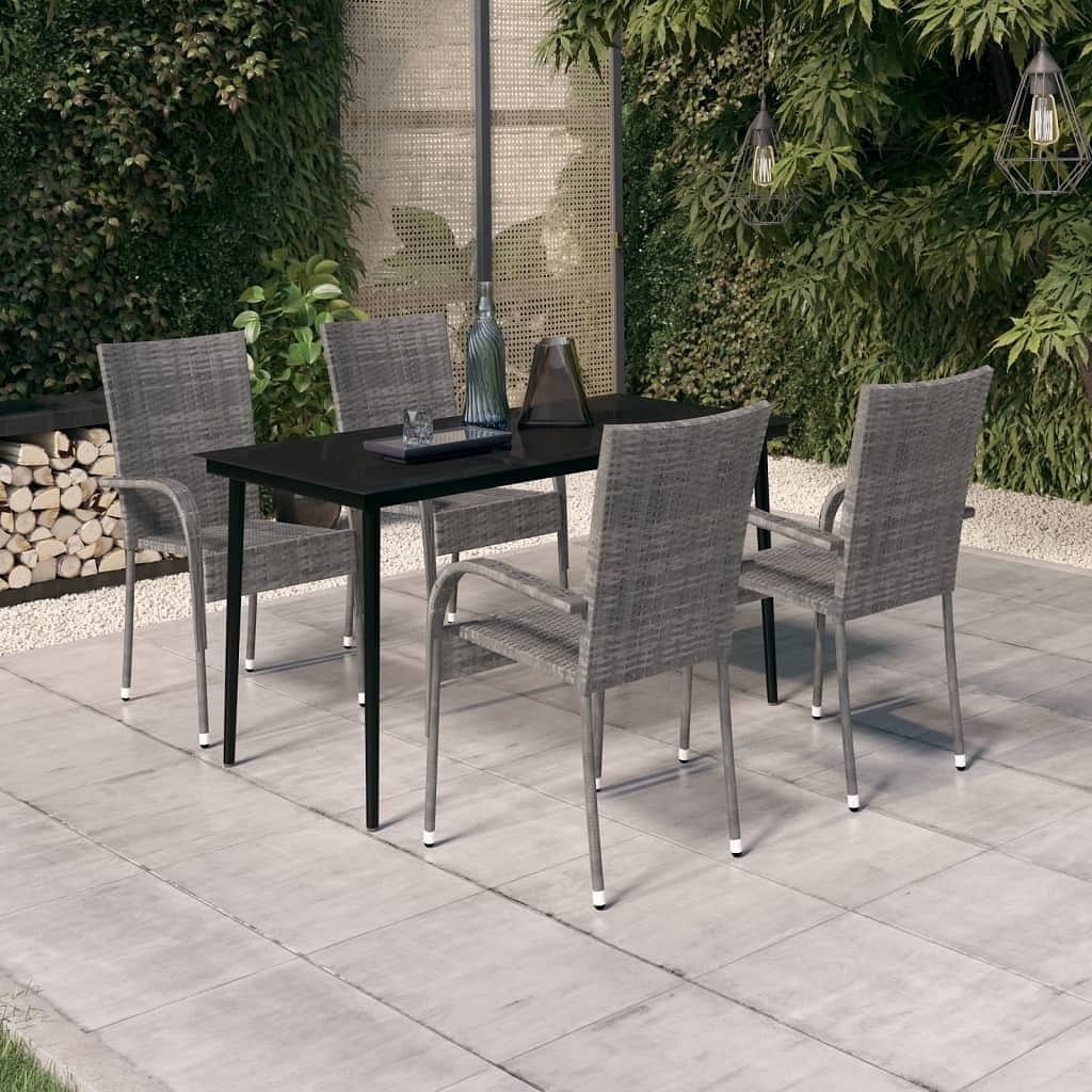 Garden dining set grey and black