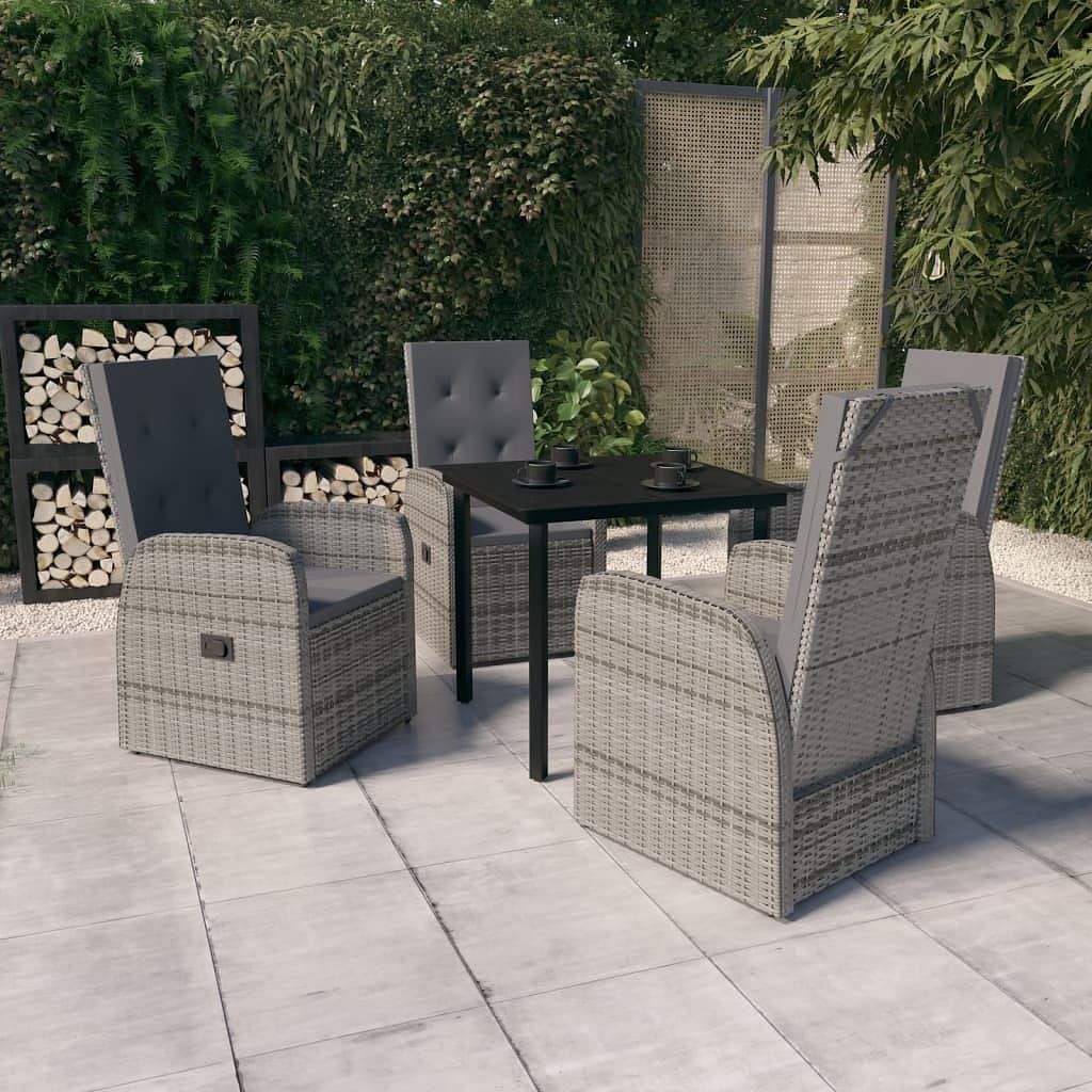 Garden dining set grey and black