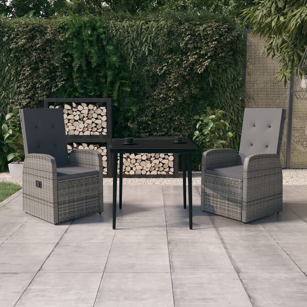 Garden dining set grey and black