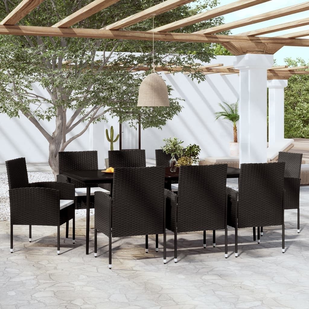 Garden dining set black