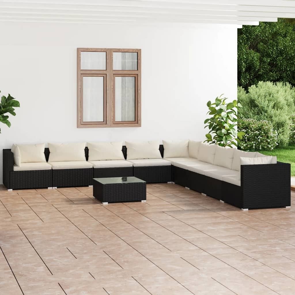 Garden lounge set black, cream
