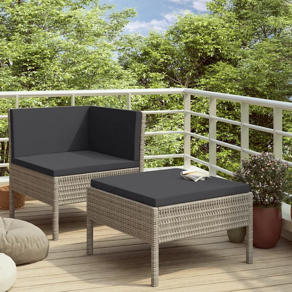 Garden furniture set grey pe rattan medium modular