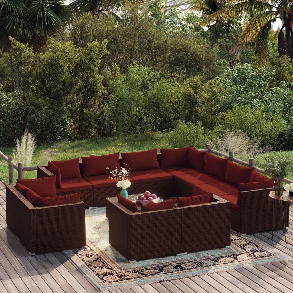 Garden lounge set brown and cinnamon red
