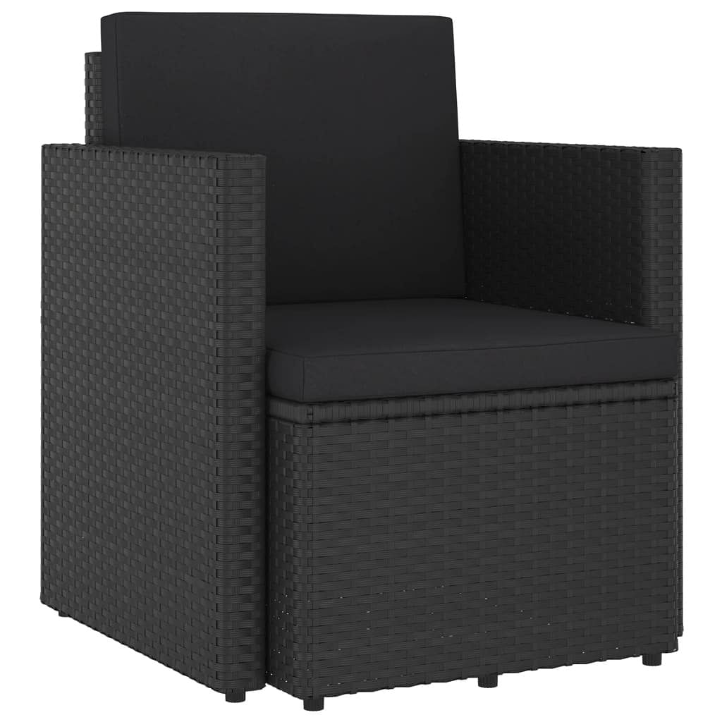 Patio armchair black pe rattan, steel single removable covers