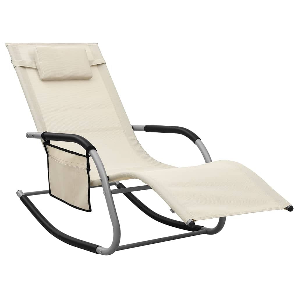Sun lounger textilene cream and gray
