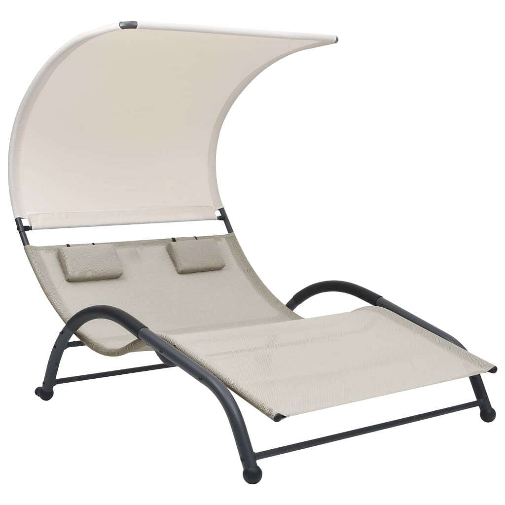Sun lounger cream textilene, steel double sun lounger
