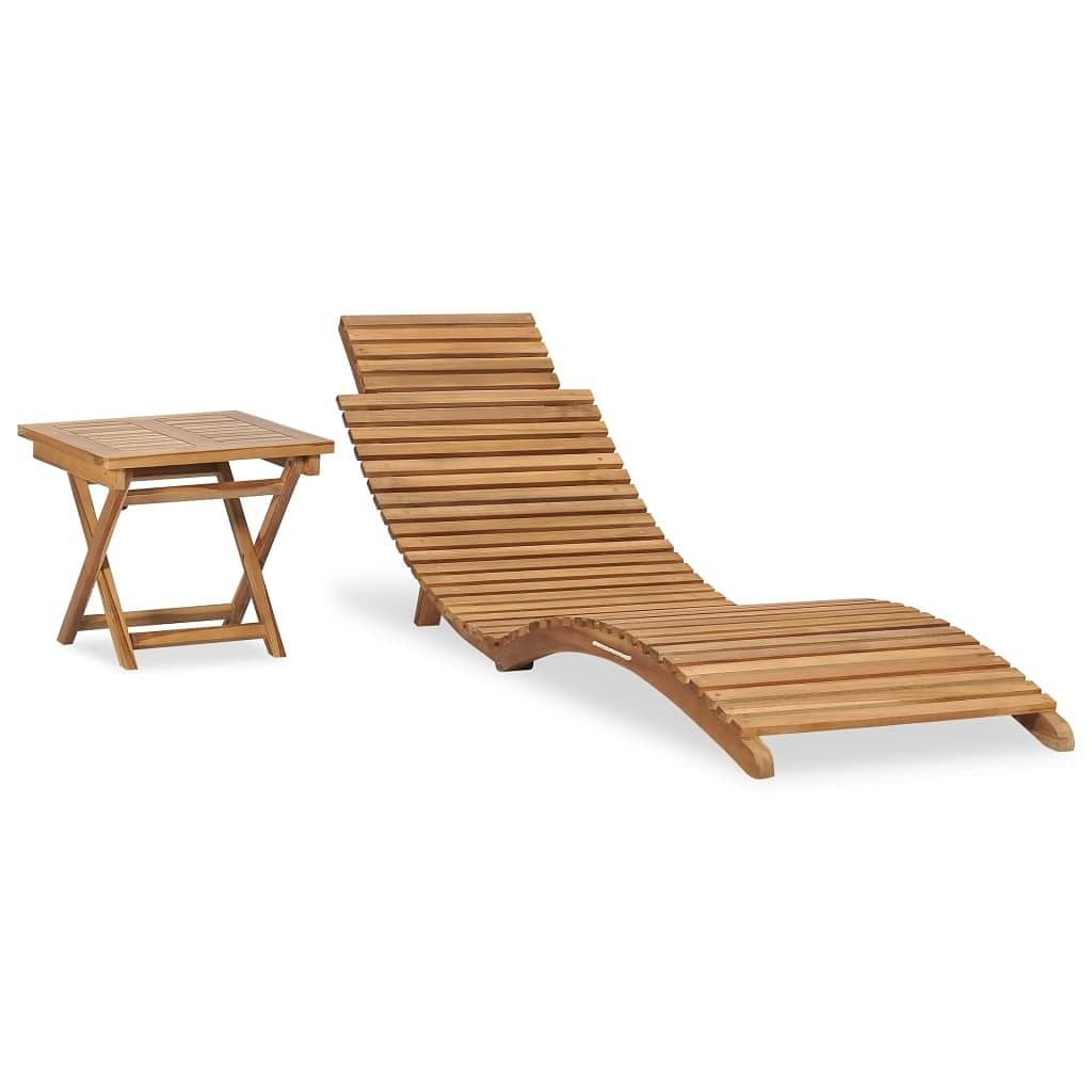 Sunlounger teak solid teak wood typical garden size foldable