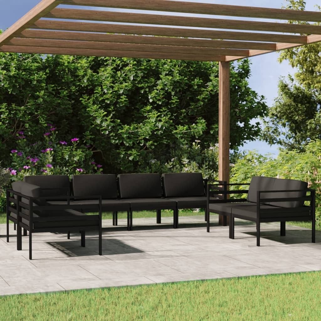 Garden lounge set anthracite aluminum and polyester large modular