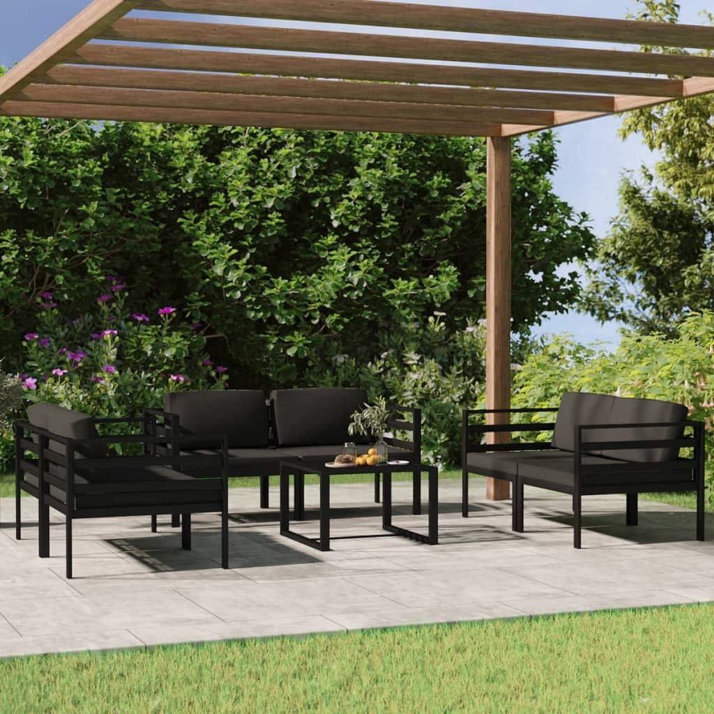 Garden lounge set anthracite aluminum, 100% polyester compact