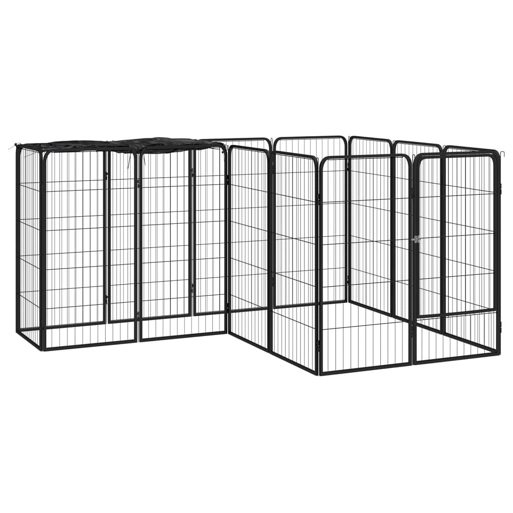 Dog playpen black powder-coated steel large dog playpen