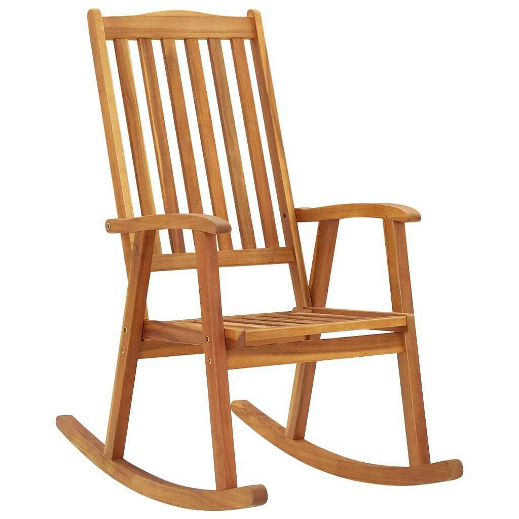 Rocking chair brown solid acacia wood large durable