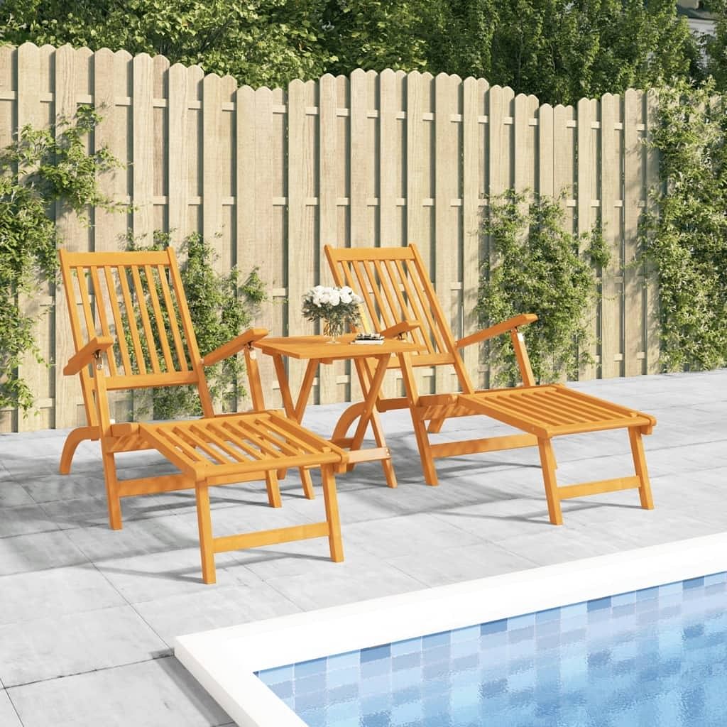 Deck chair natural wood solid acacia wood standard foldable