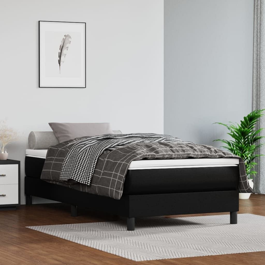 Bed frame black faux leather, plywood twin xl sturdy bed frame