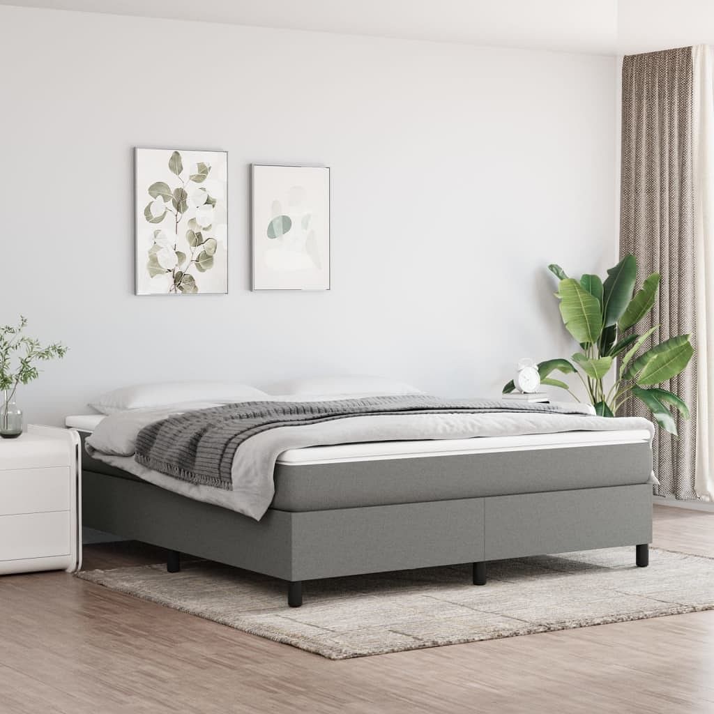 Bed frame dark gray fabric (100% polyester), plywood, engineered wood