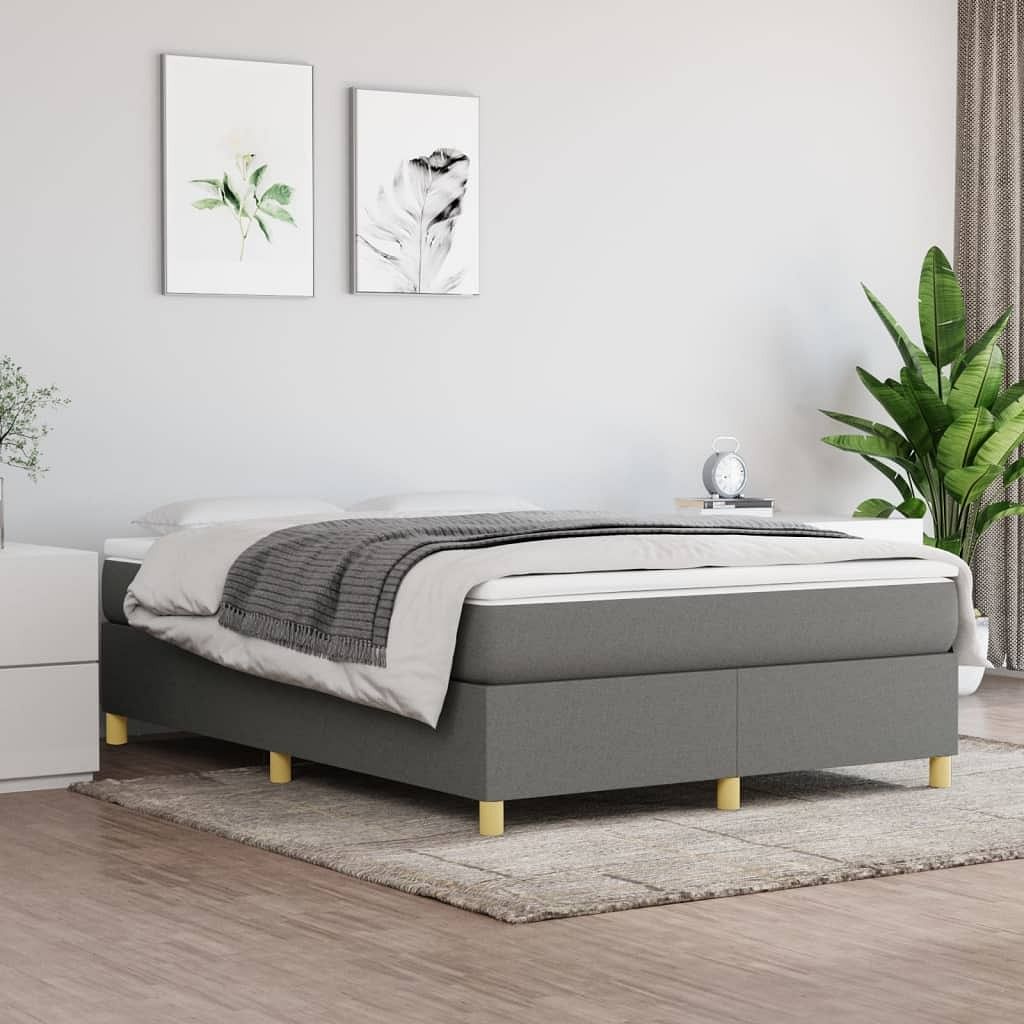 Bed frame dark gray fabric (100% polyester), plywood, engineered wood