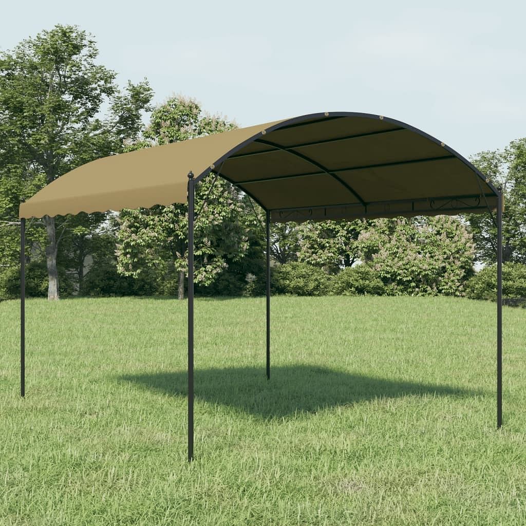 Gazebo taupe and black polyester fabric and steel frame large