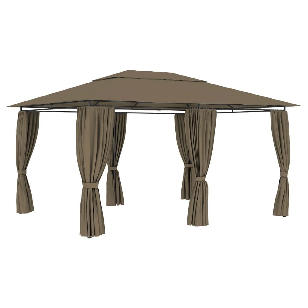Garden marquee with curtains 13.1'x9.8' taupe 0.6 oz/ft²