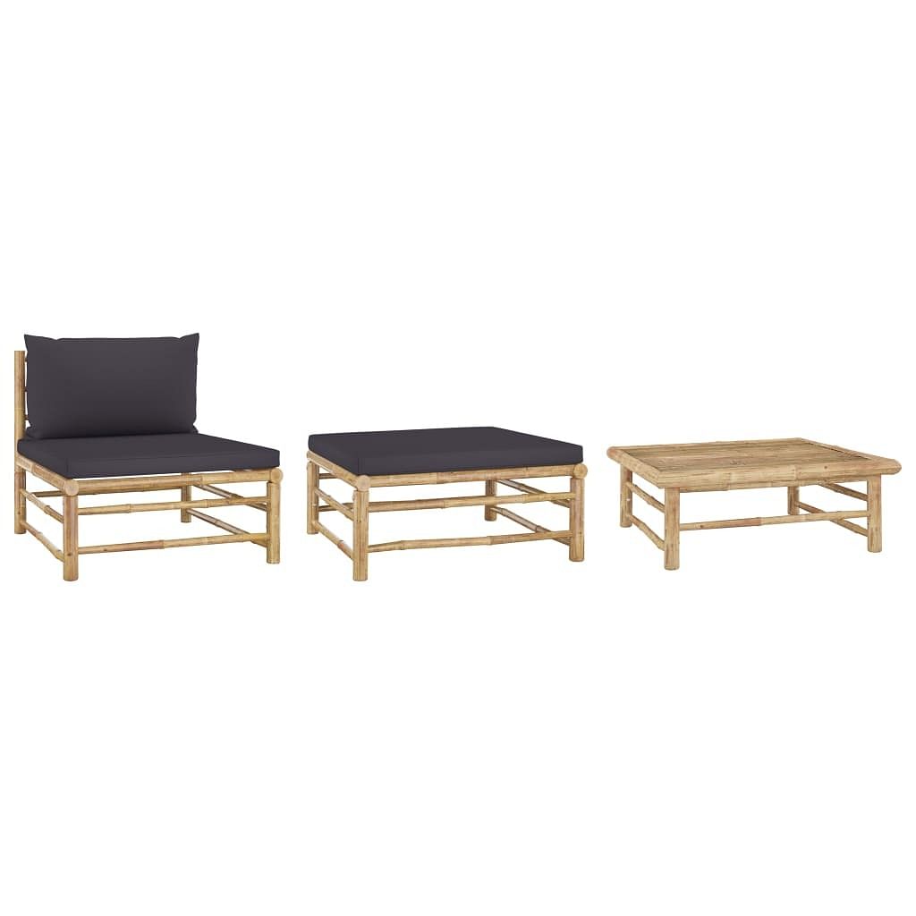 Garden lounge set dark grey bamboo, 100% polyester standard