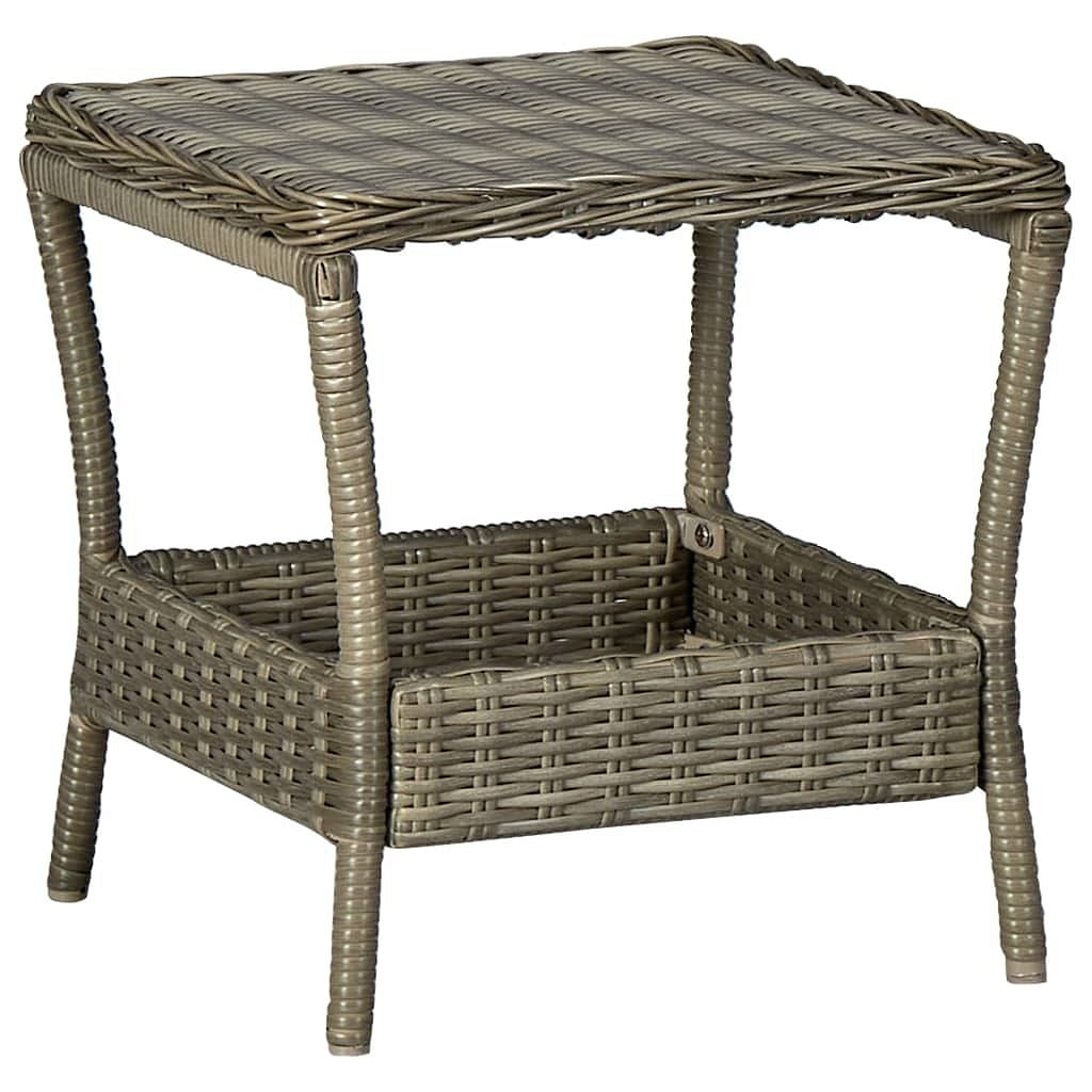 Garden table brown poly rattan, powder-coated steel, pp board