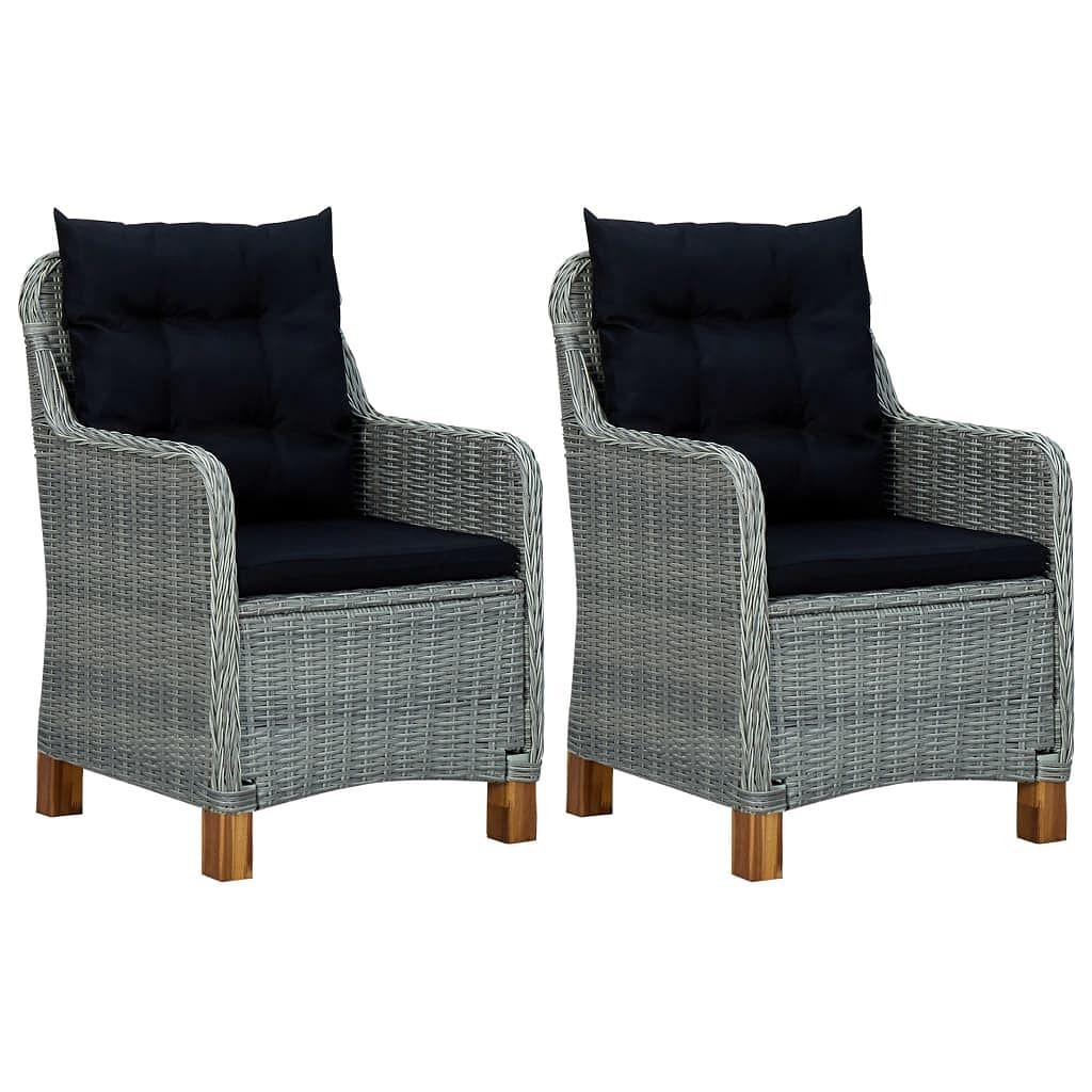 Garden chair set of 2 light grey, black